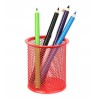 Przybornik kubek na długopisy 9x10 siatka czerwony