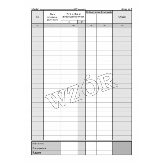 Druk ewidencja sprzedaży A5 pionowa TYPOGRAF
