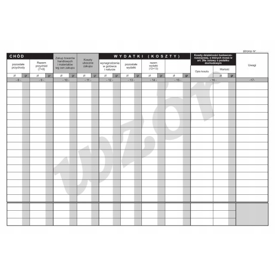 Druk podatkowa księga przychodów i rozchodów A5