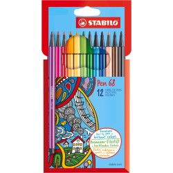 Cienkopisy STABILO Pen 68 flamastry 12 kolorów