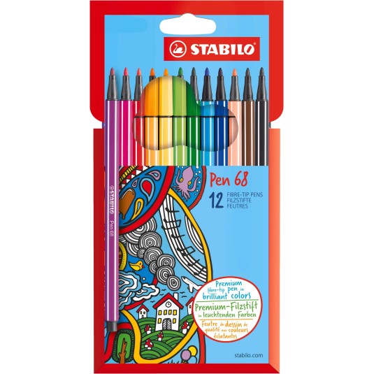 Cienkopisy STABILO Pen 68 flamastry 12 kolorów