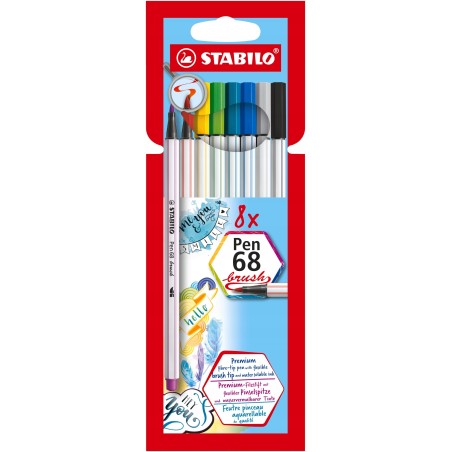 Cienkopisy STABILO Pen 68 brush etui 8 kolorów