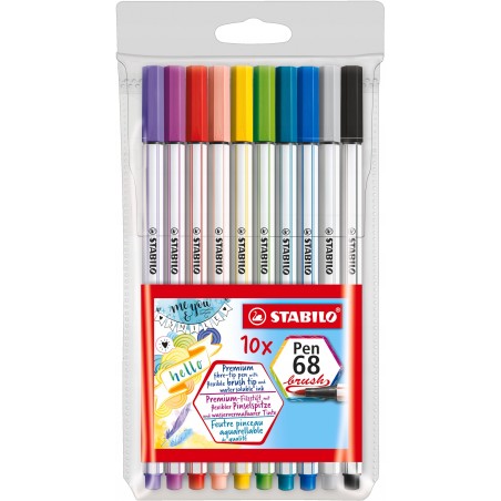 Cienkopisy STABILO Pen 68 brush etui 10 kolorów