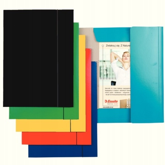 Teczka z gumką ESSELTE A4 lakierowana czarna mocna