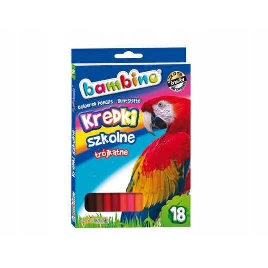 Kredki BAMBINO ołówkowe trójkątne 18 kol. szkolne