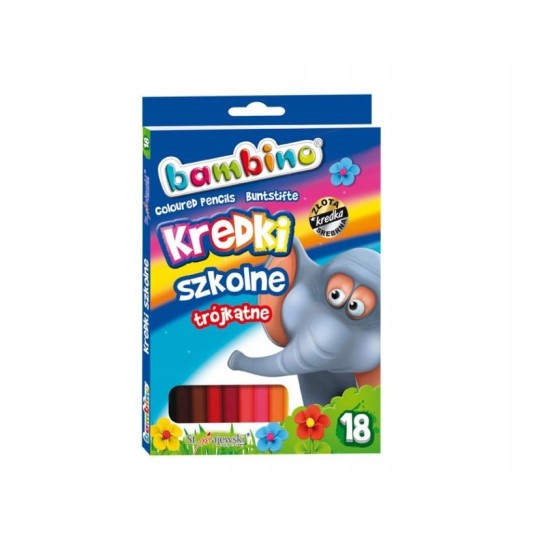 Kredki BAMBINO ołówkowe trójkątne 18 kol. szkolne