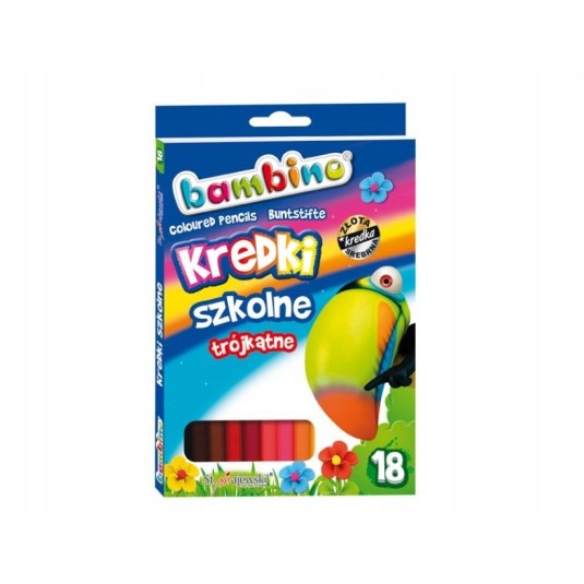 Kredki BAMBINO ołówkowe trójkątne 18 kol. szkolne