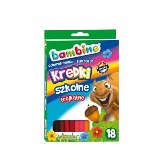 Kredki BAMBINO ołówkowe trójkątne 18 kol. szkolne