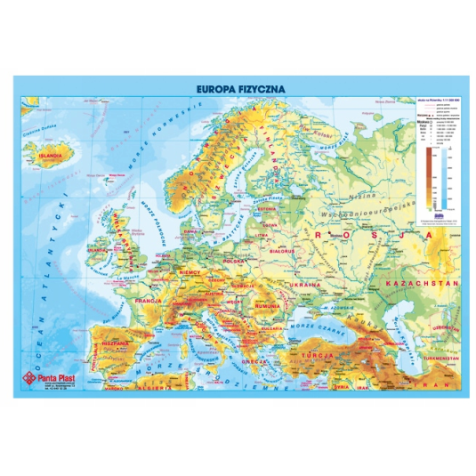 DWUSTRONNA PODKŁADKA NA BIURKO Z MAPĄ EUROPY