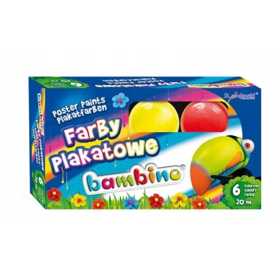 Farby plakatowe BAMBINO szkolne zmywalne 6 kol.