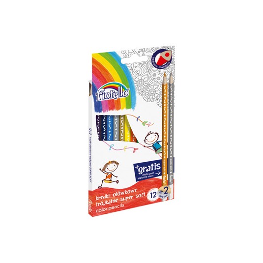 Kredki ołówkowe 12 kolorów trójkątne super soft Fiorello