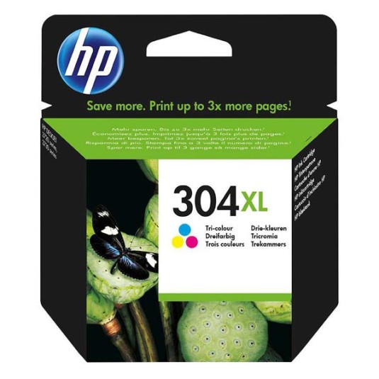 HP oryginalny ink N9K07AE, HP 304XL, Tri-color, 300s, 7ml, HP DeskJet 2620,2630,2632,2633,3720,3730,3732,3735