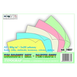 Papier ksero A3/80g 100k Typograf mix pastel