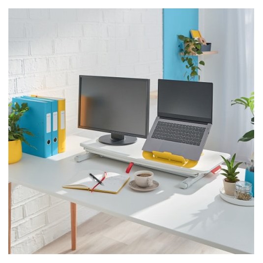 Stanowisko do pracy na stojąco Leitz Ergo Cosy z wysuwaną tacą na klawiaturę