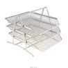 Półki na dokumenty 3 szuflady metal siatka srebrny