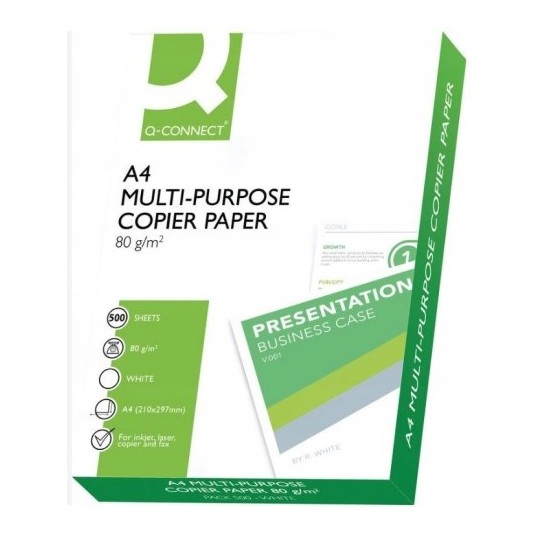 Papier ksero A4 do drukarki ryza 500 arkuszy  80g/m2 Q-connect