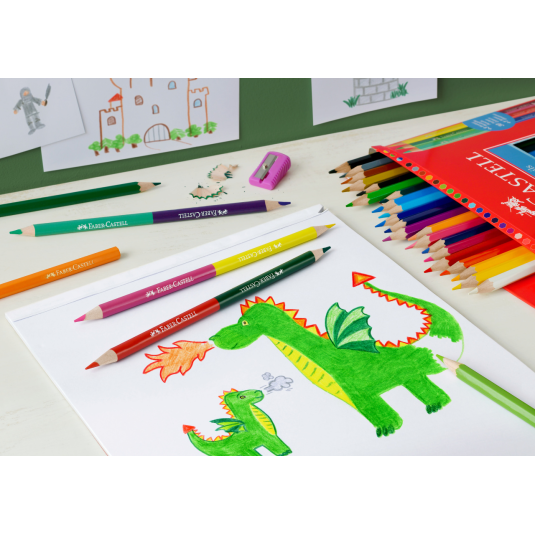 KREDKI FABER CASTELL ZAMEK 24 KOL + GRATIS 3 KREDKI DWUSTRONNE  TEMPERÓWKA