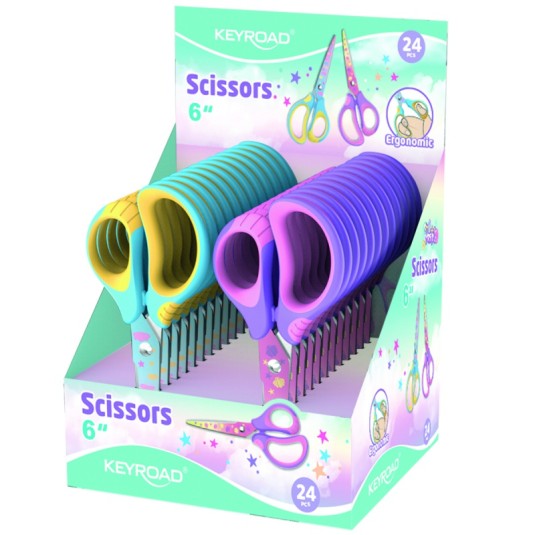 NOŻYCZKI SZKOLNE 15,5 PASTEL MIEKKIE KEYROAD