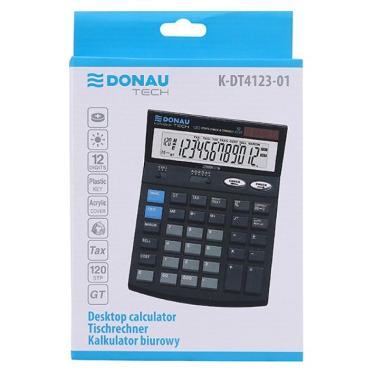 KALKULATOR BIUROWY DONAU TECH K-DT4123-01, 12-CYFR