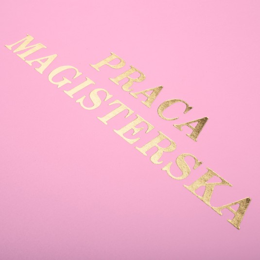 Okładka kanałowa Praca Magisterska AA 5 mm RÓŻOWA złoty napis