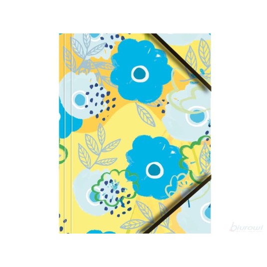 Teczka kartonowa A4  z gumką grafika  pastelowe kwiaty op. 6 szt.