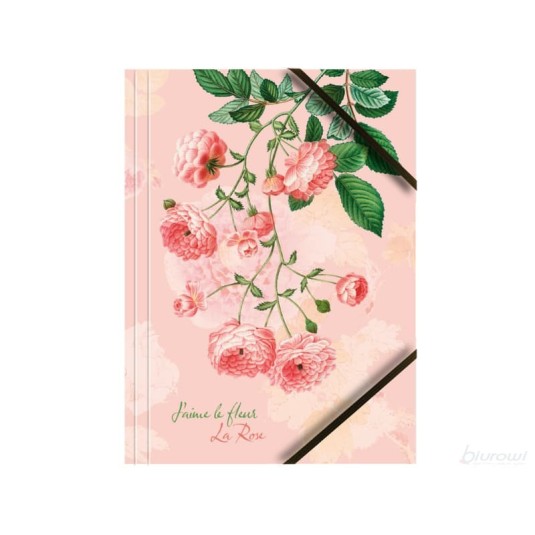 Teczka kartonowa z gumką A4 grafika róże op. 6 sztuk