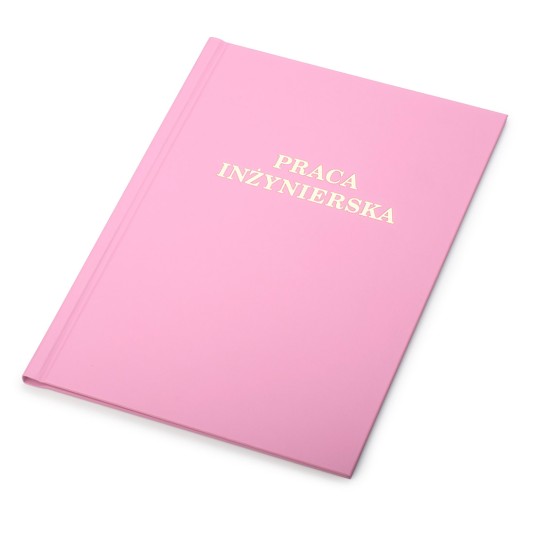 Oprawa kanałowa Praca Inżynierska A 10mm różowa złoty napis