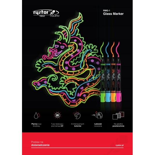 Marker kredowy RYSTOR 4 kolory do szyb potykaczy