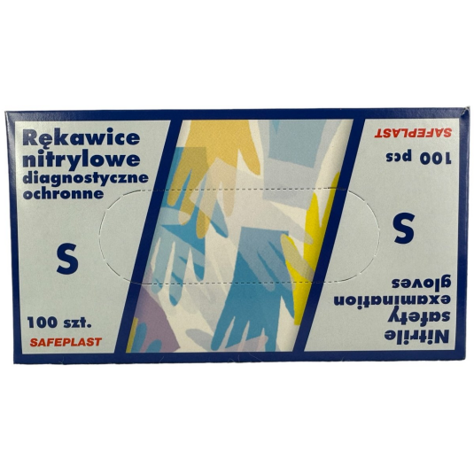 RĘKAWICE NITRYLOWE  NIEBIESKIE  ROZ S A'100 PLAST DIAGNOSTYCZNE