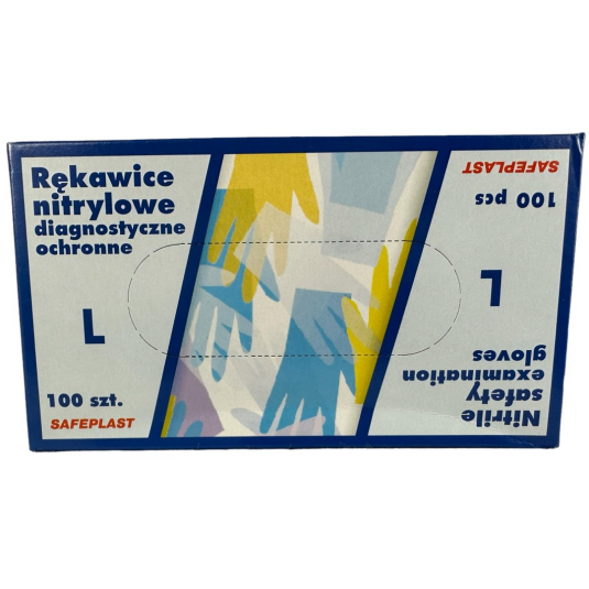 RĘKAWICE NITRYOWE NIEBIESKIE  ROZ L A'100 NITRYLEX PLAST DIAGNOSTYCZNE