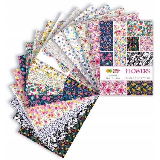 BLOK Z MOTYWAMI FLOWERS A4
