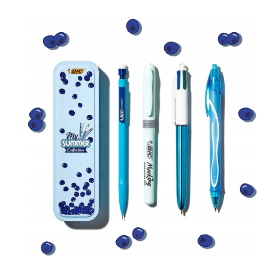 ZESTAW PRZYBORÓW SZKOLNYCH  BIC 4 ELEM. W NIEBIESKI ETUI