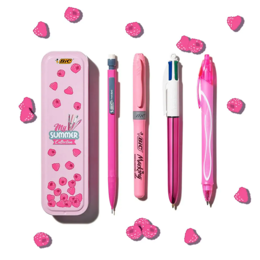 ZESTAW PRZYBORÓW SZKOLNYCH BIC 4 ELEM.W RÓŻOWYM  ETU