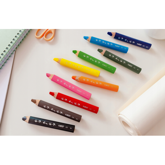 KREDKI GRUBE OŁÓWKOWE 6-KOL. BIC + TEMPERÓWKA