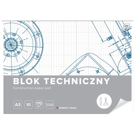 Blok techniczny A3 10 kartek 170 g/m2  Biały Interdruk
