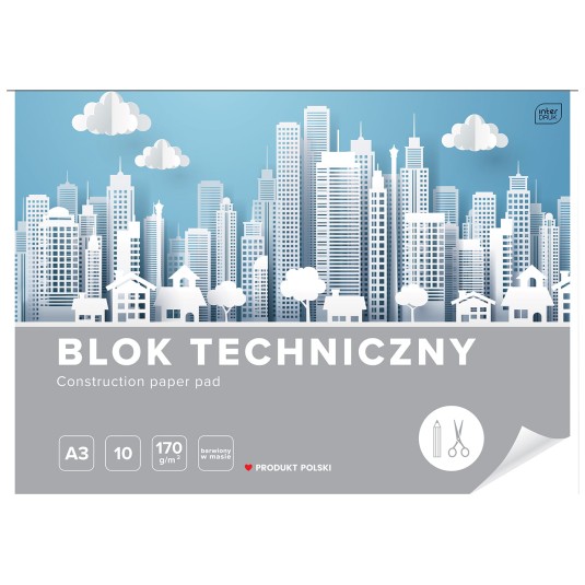 Blok techniczny A3 10 kartek 170 g/m2  Biały Interdruk