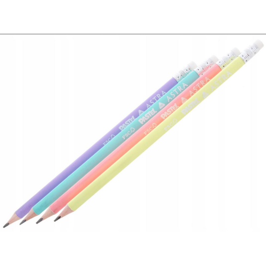 OŁÓWEK ASTRA PASTEL HB MIX KOLORÓW kpl 4 szt.
