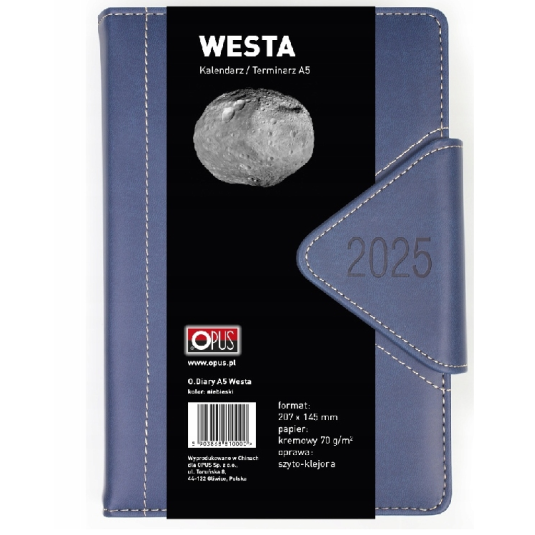 2025 KALENDARZ TERMINARZ  A5 DZIENNY WESTA Z ZAPIĘCIEM MAGNETYCZNYM