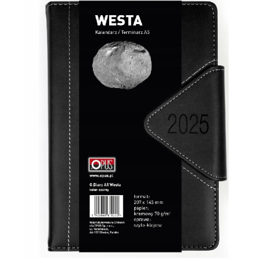 2025 KALENDARZ TERMINARZ  A5 DZIENNY WESTA Z ZAPIĘCIEM MAGNETYCZNYM