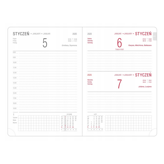 2025 KALENDARZ TERMINARZ  A5 DZIENNY WESTA Z ZAPIĘCIEM MAGNETYCZNYM