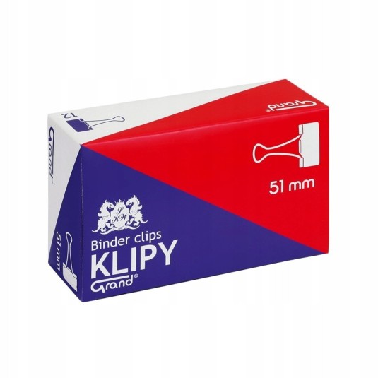 Klip biurowy 51 mm GRAND duży klipsy 12 szt. clip