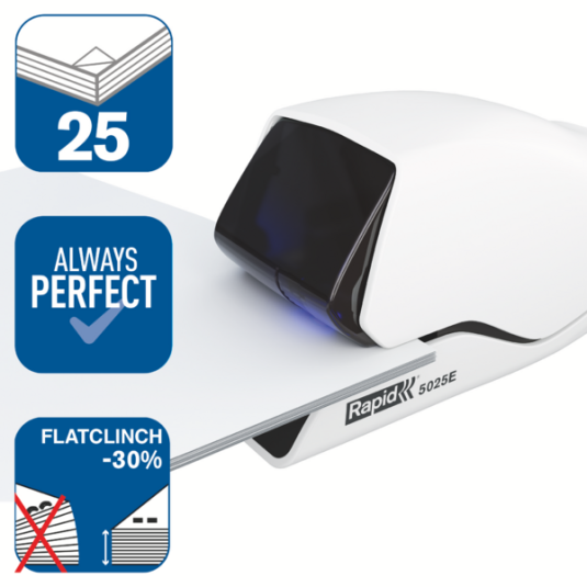 Zszywacz elektryczny do papieru Rapid Supreme 5025e biały do 20 kart.