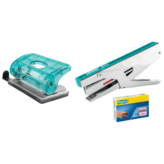 Dziurkacz mini Rapid Colour'Breeze FC5 niebieski do 10 kartek