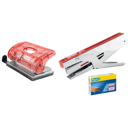 Dziurkacz mini Rapid Colour'Breeze FC5 koralowy do 10 kartek