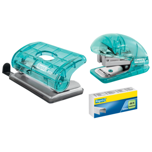 Zszywacz biurowy mini Rapid Colour'Breeze F4 niebieski do 10 k.