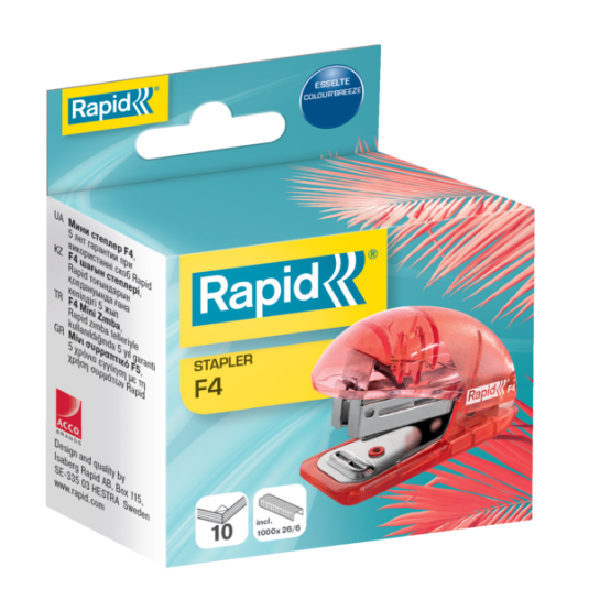 Zszywacz biurowy mini Rapid Colour'Breeze F4 zielony do 10 kartek