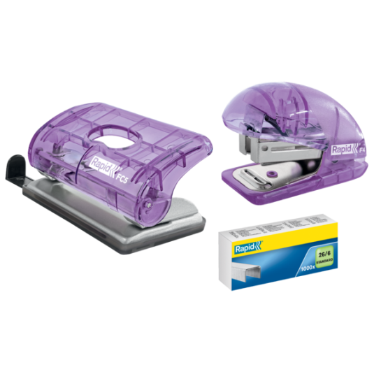Zszywacz biurowy mini Rapid Colour'Breeze F4 fiolet do 10 kartek