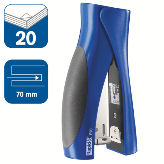 Zszywacz stojący Rapid StandUp F20 niebieski do 20 kartek pionowy