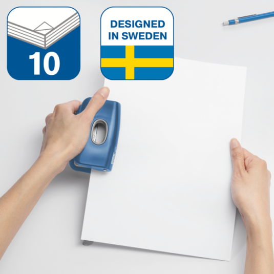 Dziurkacz do papieru Rapid FC10 na 10 kartek niebieski