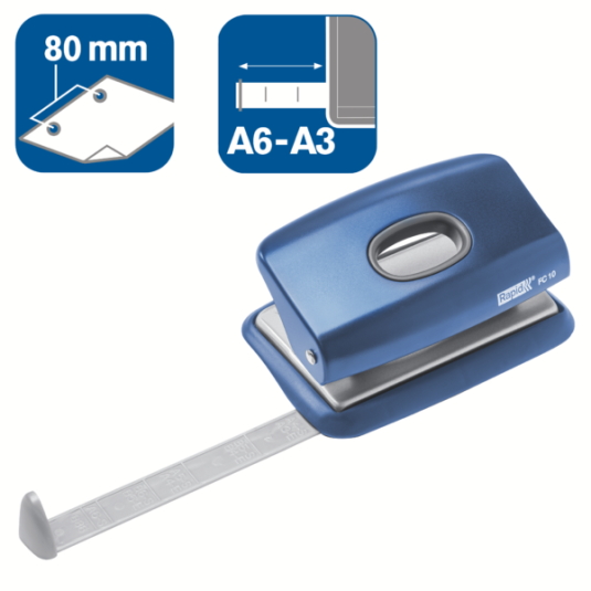 Dziurkacz do papieru Rapid FC10 na 10 kartek niebieski